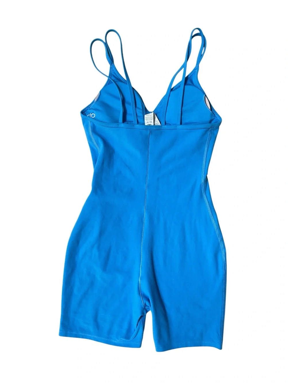 ALO Alosoft Suns Out Onesie Blue Biker Short Active Romper Size XS